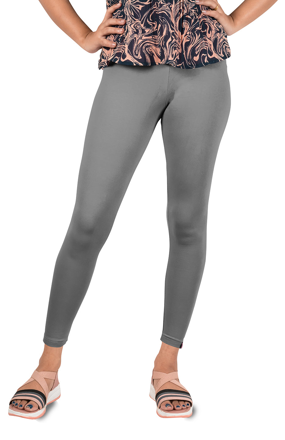 Cotton Lycra Ankle Length Flat Elastic Leggings