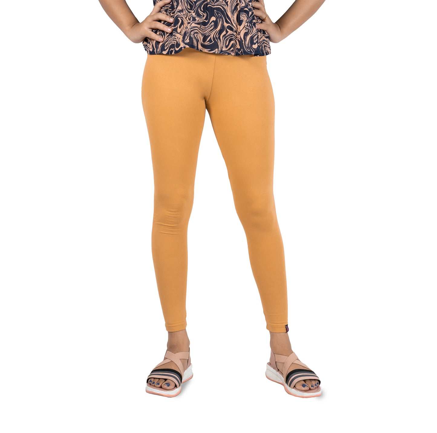 Cotton Lycra Ankle Length Flat Elastic Leggings