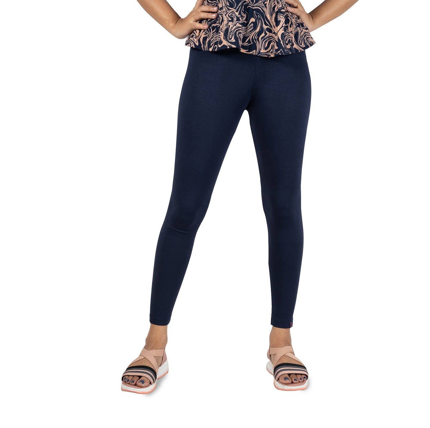 Cotton Lycra Ankle Length Flat Elastic Leggings