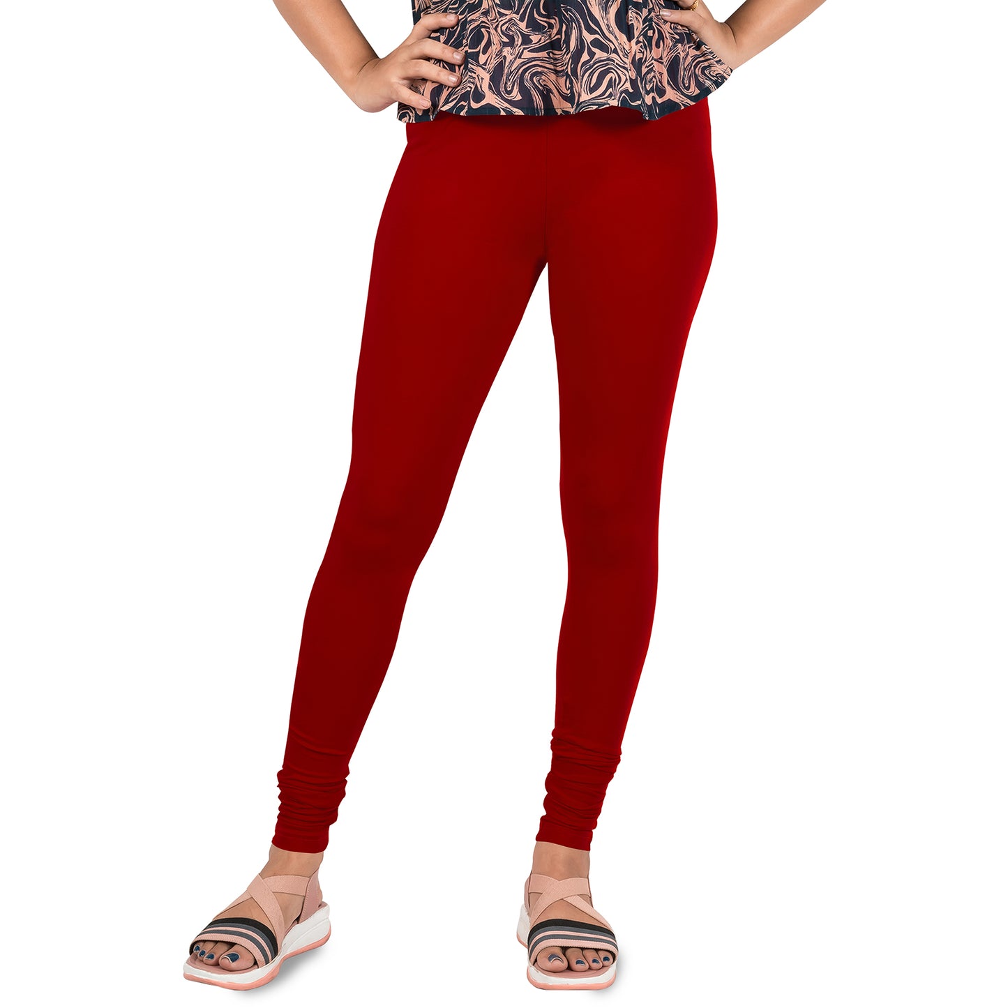 Cotton Lycra Churidar Length Gathering Elastic Leggings