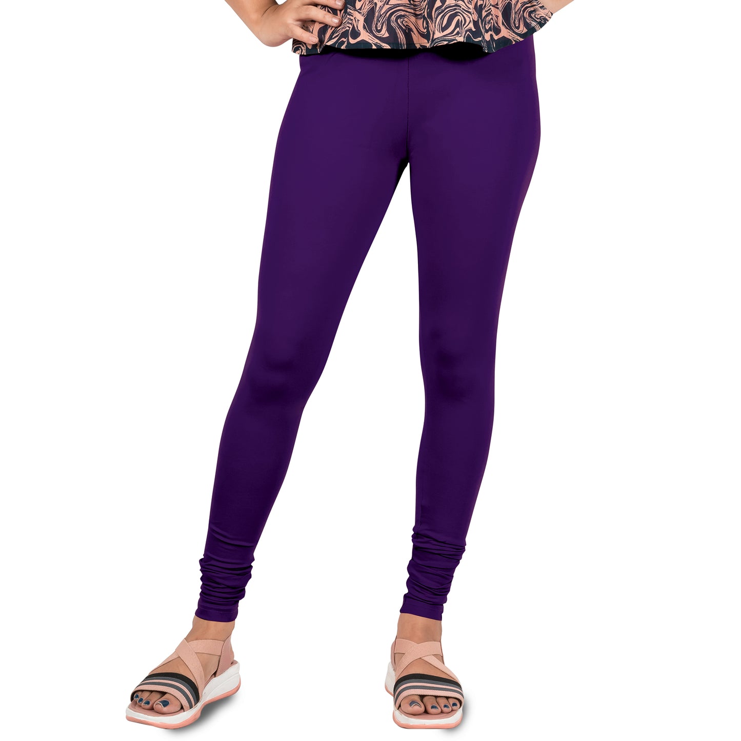 Cotton Lycra Churidar Length Gathering Elastic Leggings