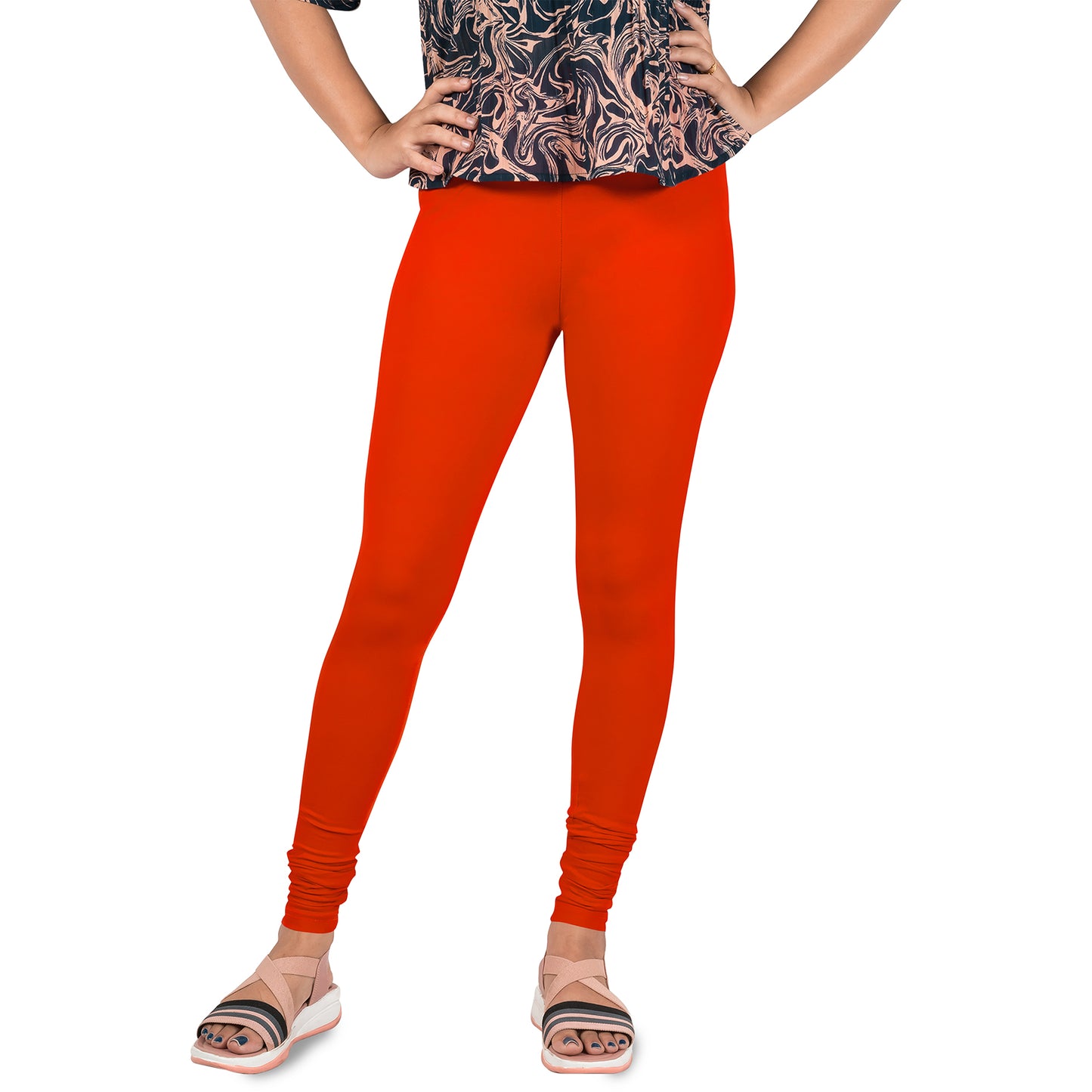 Cotton Lycra Churidar Length Gathering Elastic Leggings