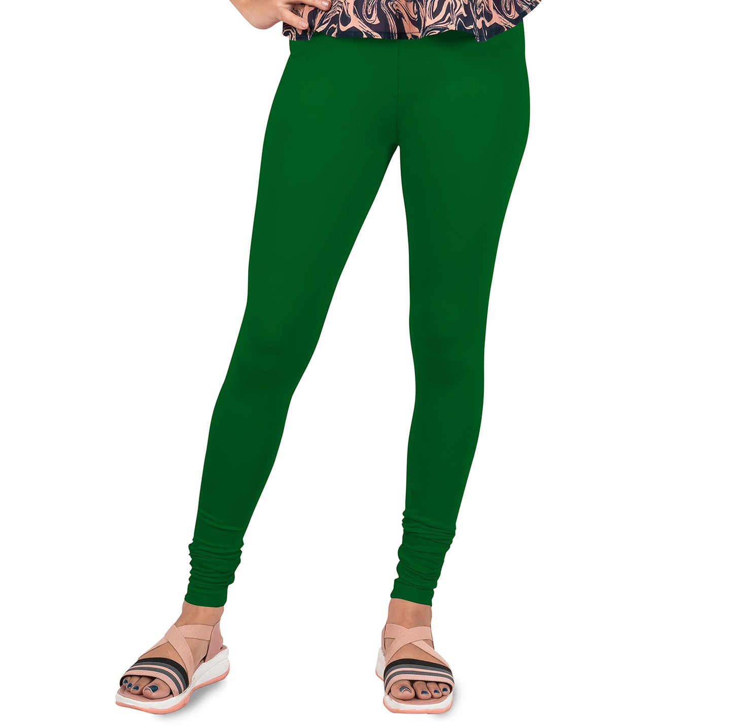 Cotton Lycra Churidar Length Gathering Elastic Leggings