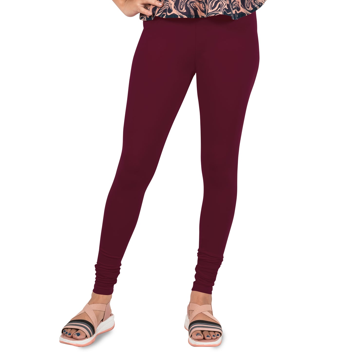 Cotton Lycra Churidar Length Gathering Elastic Leggings