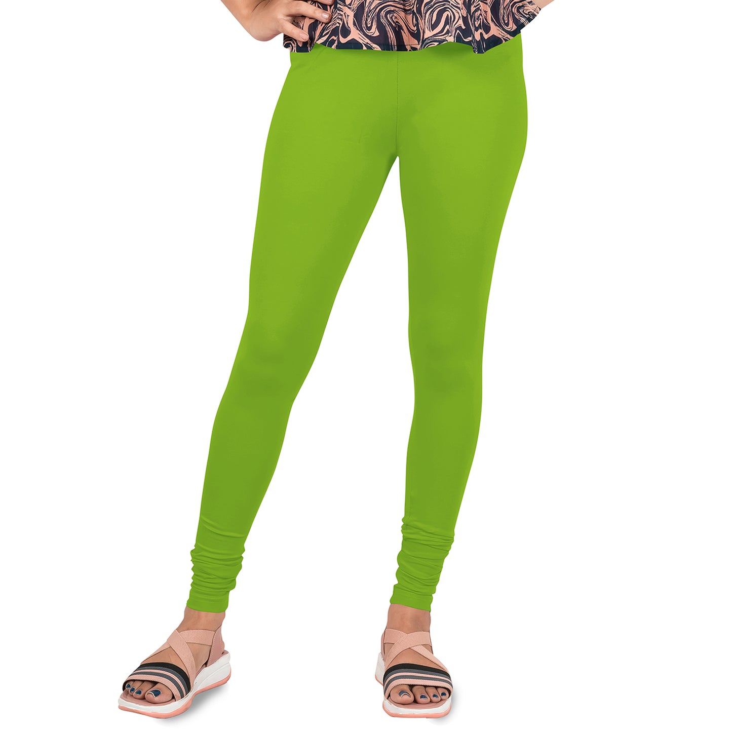 Cotton Lycra Churidar Length Gathering Elastic Leggings