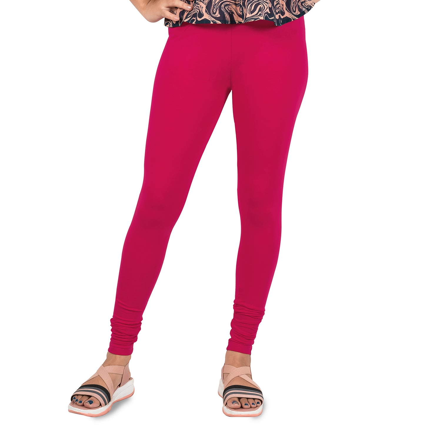 Cotton Lycra Churidar Length Gathering Elastic Leggings