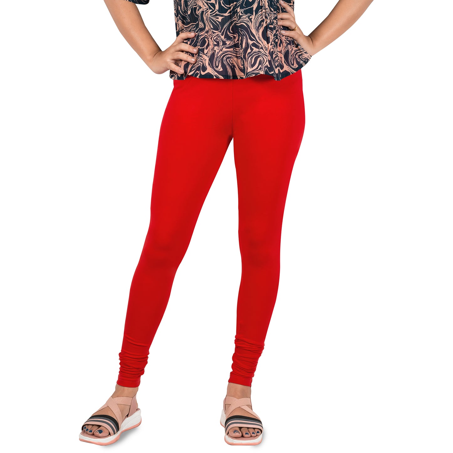 Cotton Lycra Churidar Length Gathering Elastic Leggings