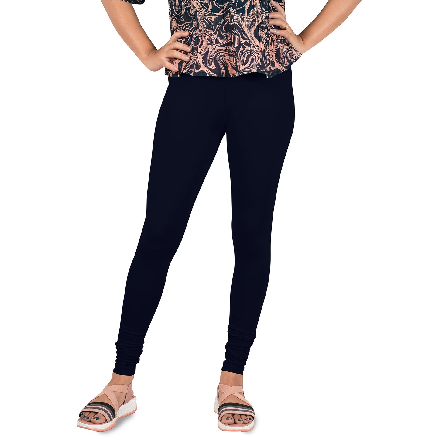 Cotton Lycra Churidar Length Gathering Elastic Leggings