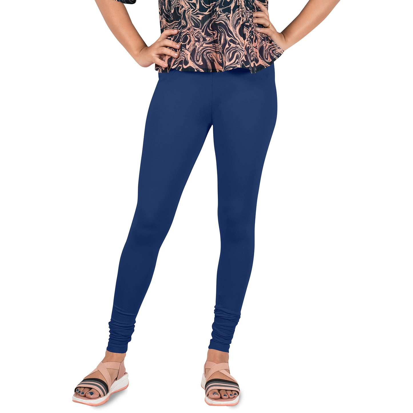 Cotton Lycra Churidar Length Gathering Elastic Leggings