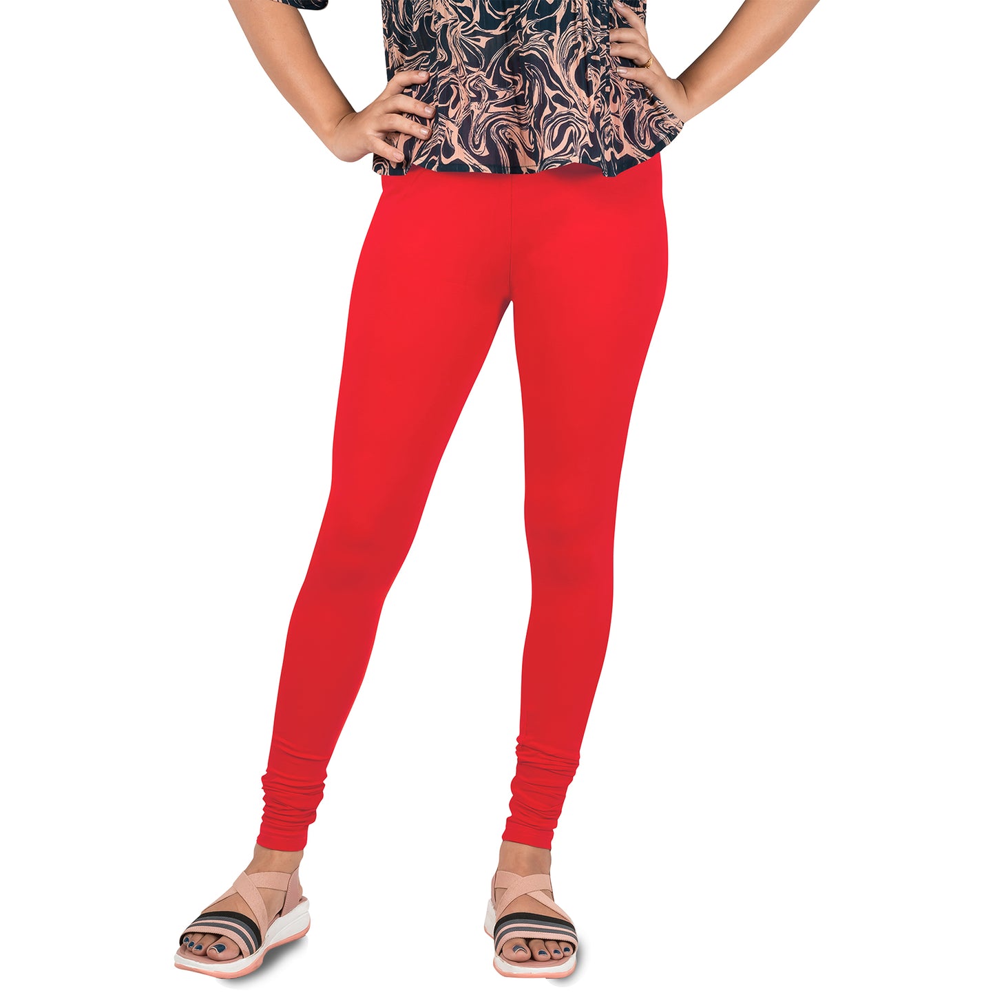 Cotton Lycra Churidar Length Gathering Elastic Leggings