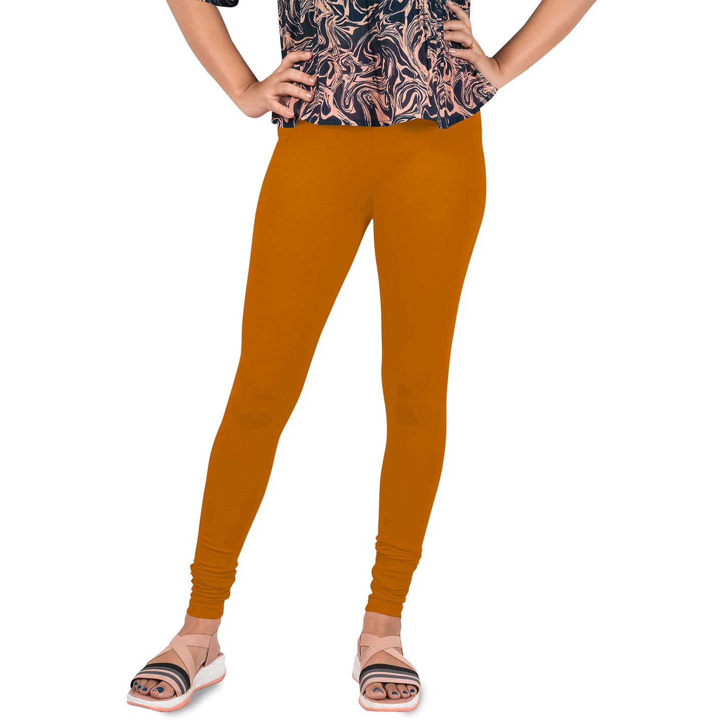 Cotton Lycra Churidar Length Gathering Elastic Leggings