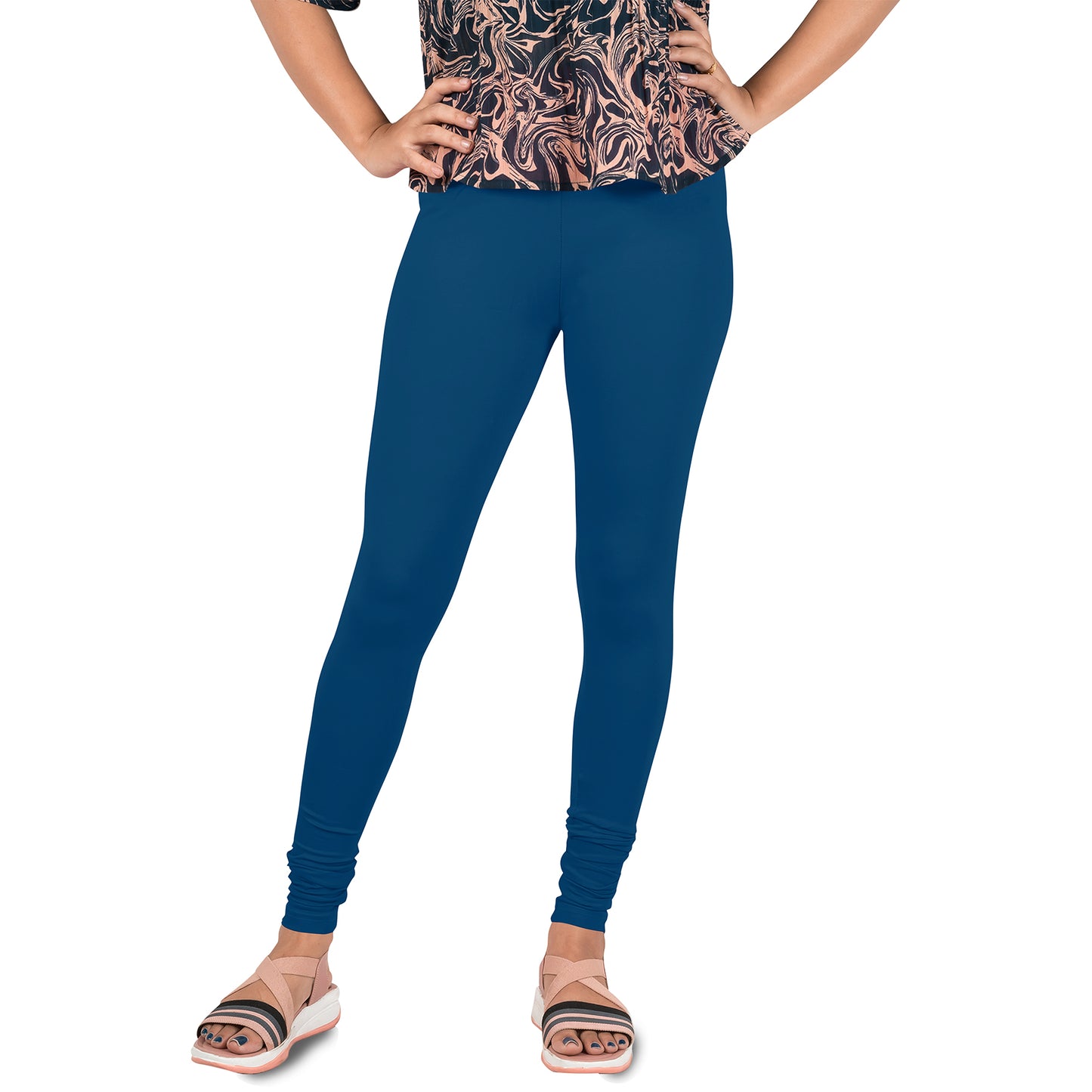 Cotton Lycra Churidar Length Gathering Elastic Leggings