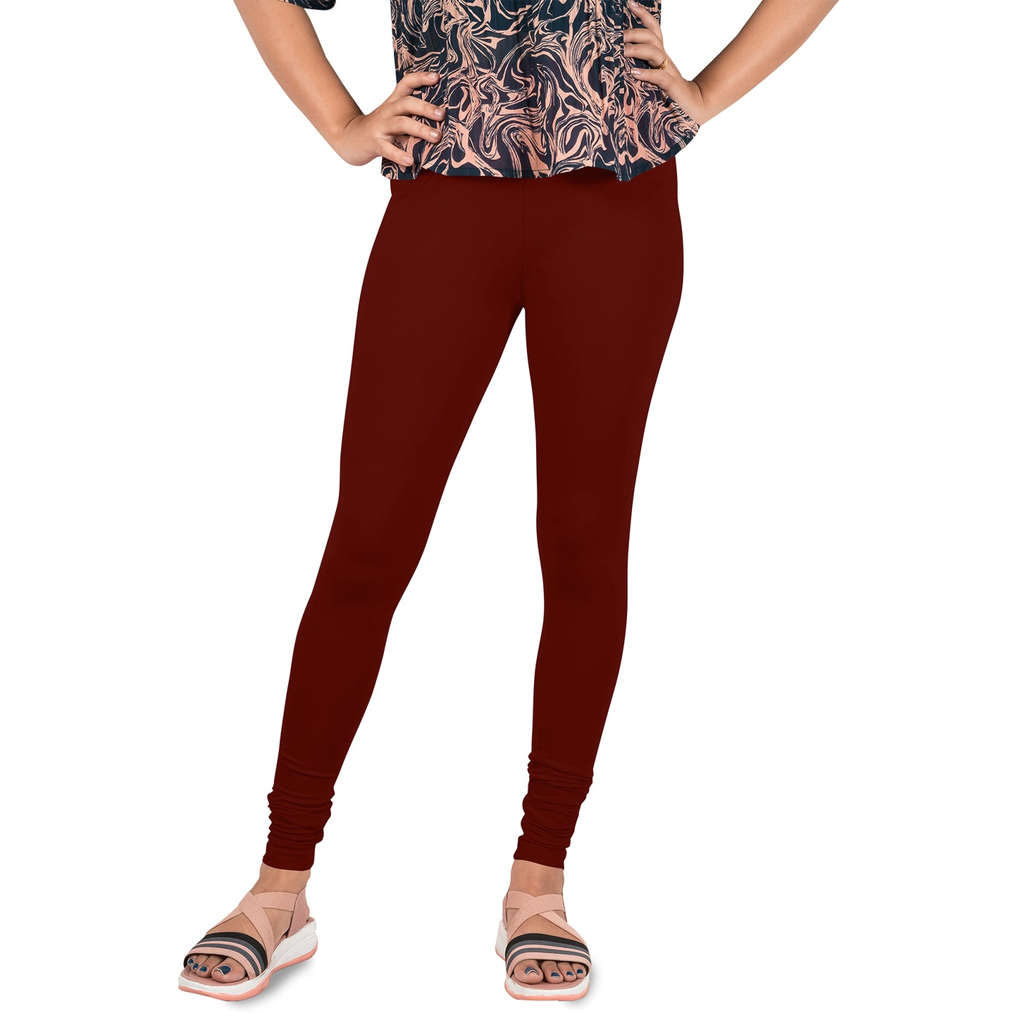 Cotton Lycra Churidar Length Gathering Elastic Leggings