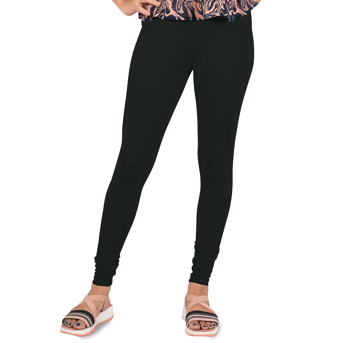 Cotton Lycra Churidar Length Gathering Elastic Leggings