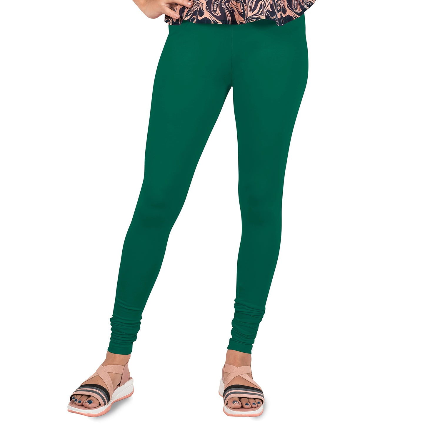 Cotton Lycra Churidar Length Gathering Elastic Leggings