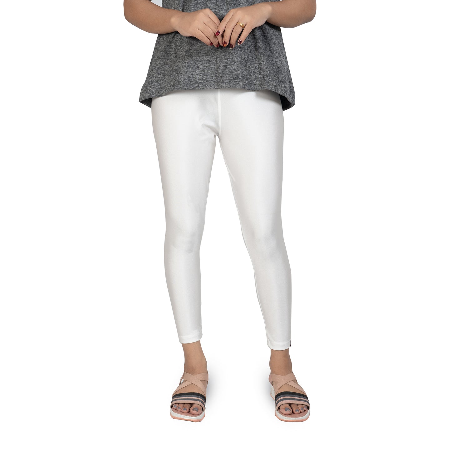 Shimmer Nylon Ankle Flat Elastic Leggings