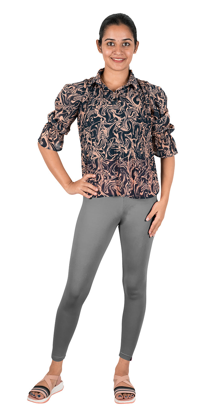 Cotton Lycra Ankle Length Flat Elastic Leggings