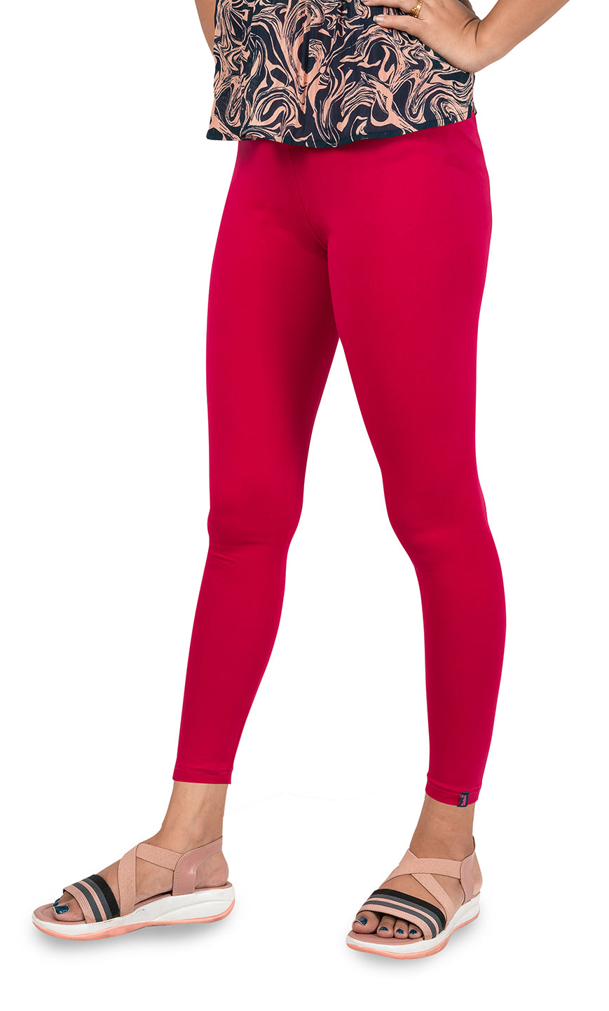 Cotton Lycra Ankle Length Gathering Elastic Leggings