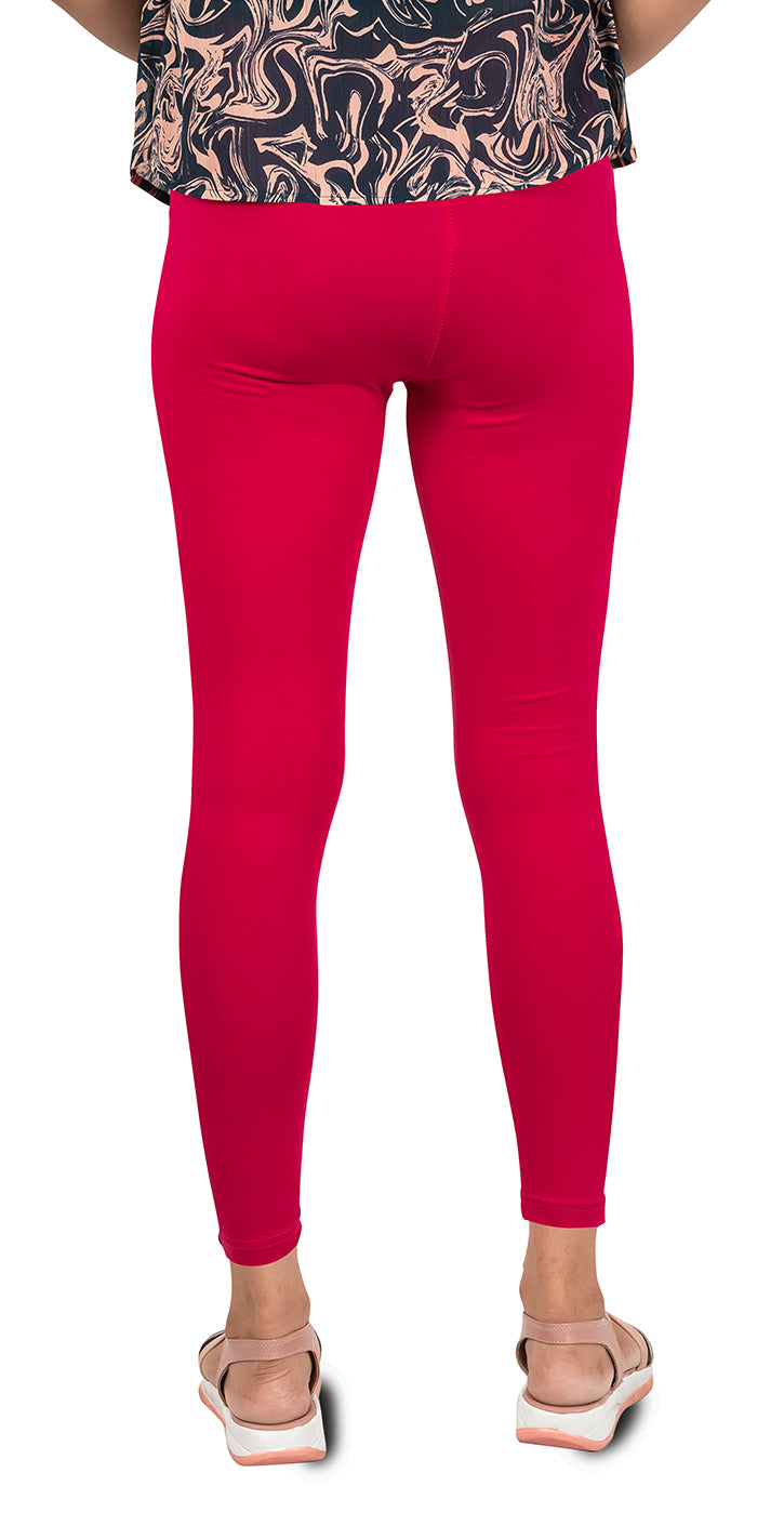 Cotton Lycra Ankle Length Gathering Elastic Leggings