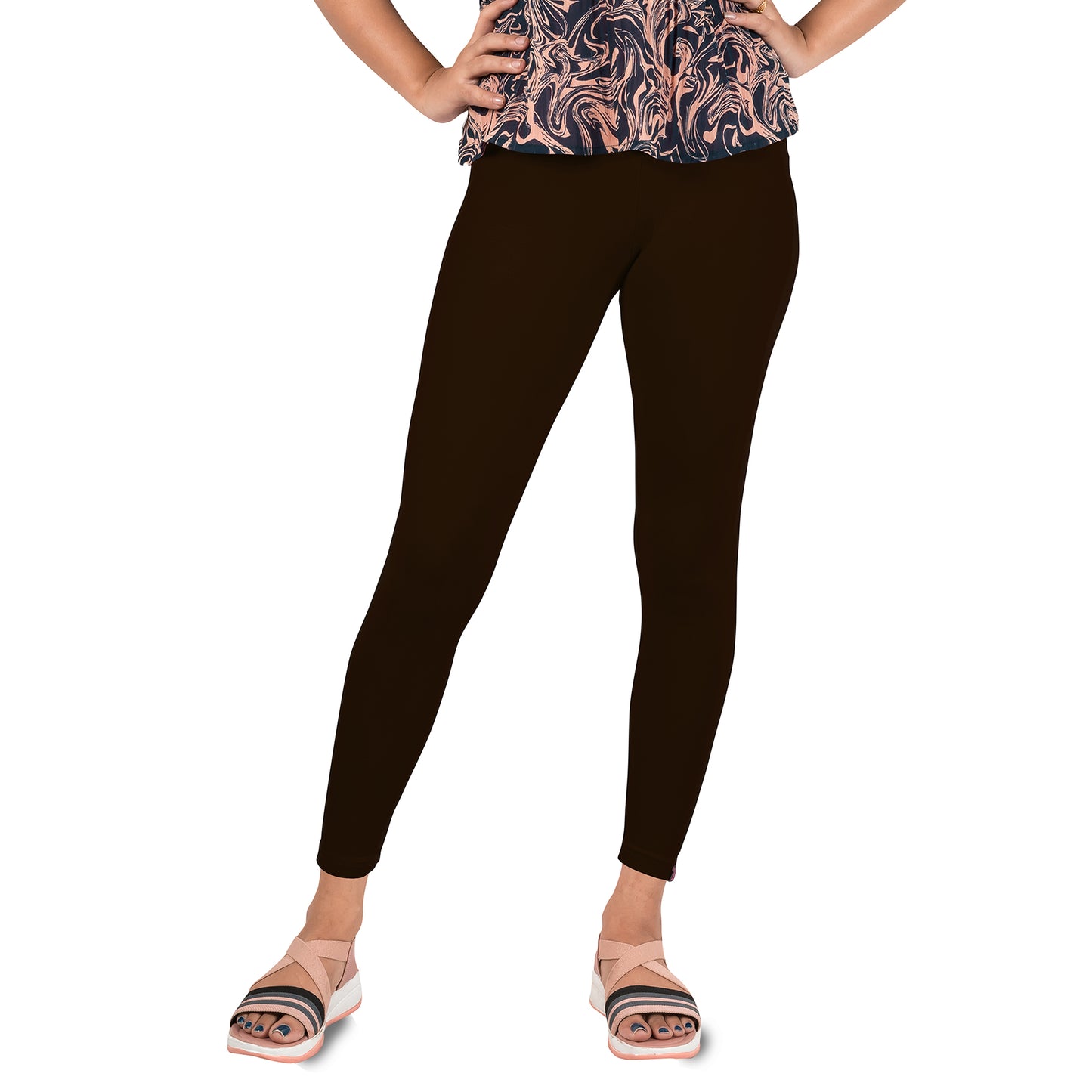 Cotton Lycra Ankle Length Gathering Elastic Leggings