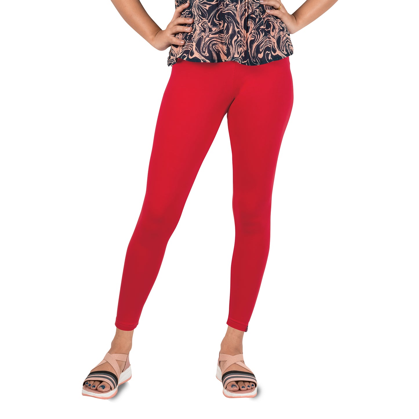 Cotton Lycra Ankle Length Gathering Elastic Leggings