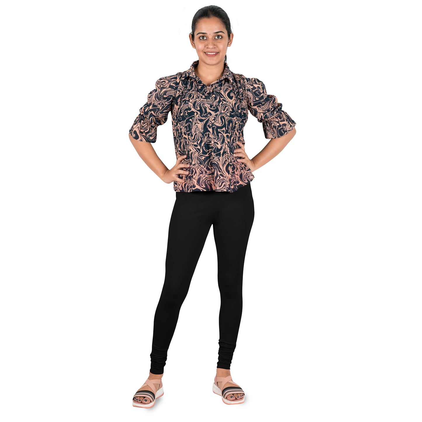 Cotton Lycra  Churidar Length Gathering Elastic Leggings