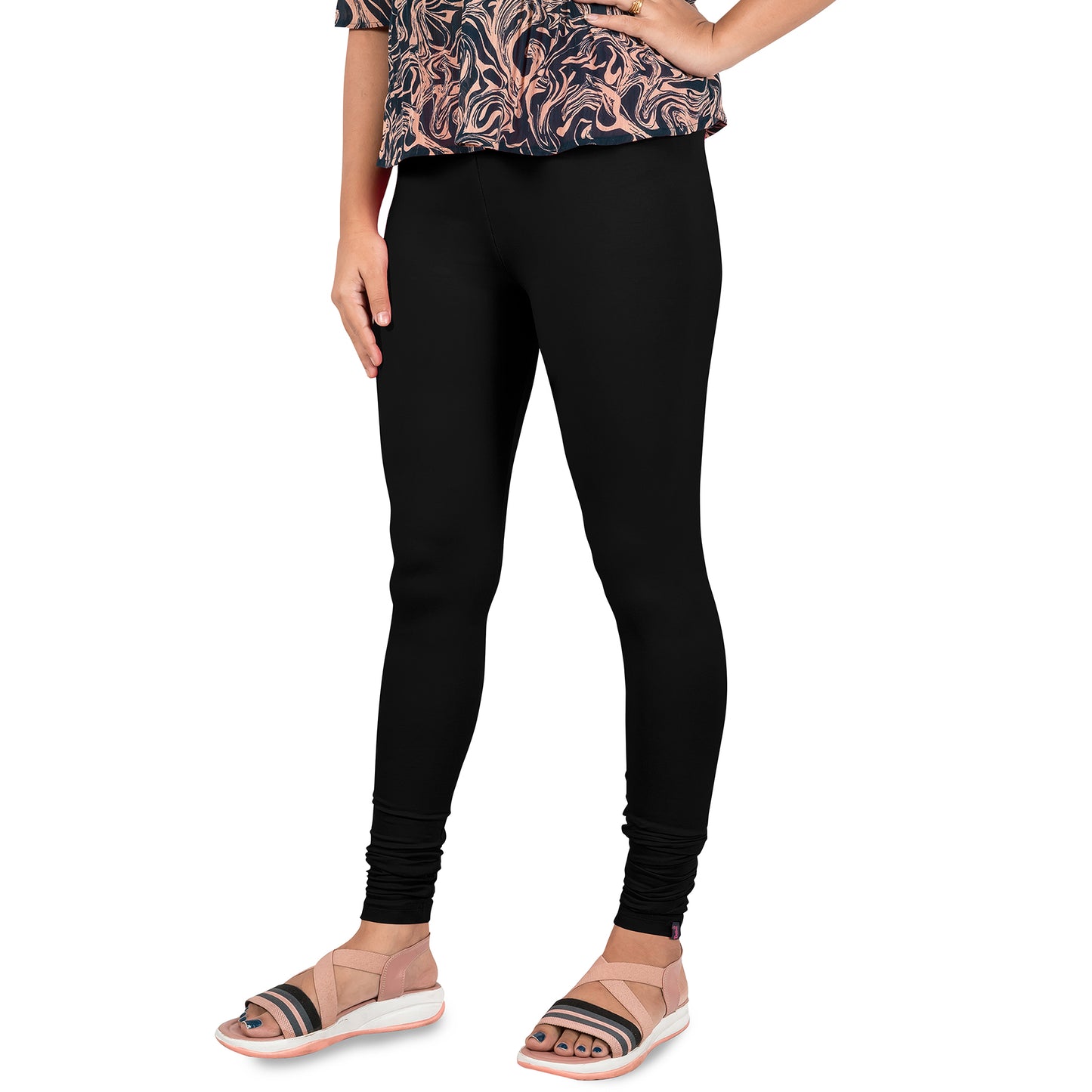 Cotton Lycra  Churidar Length Gathering Elastic Leggings