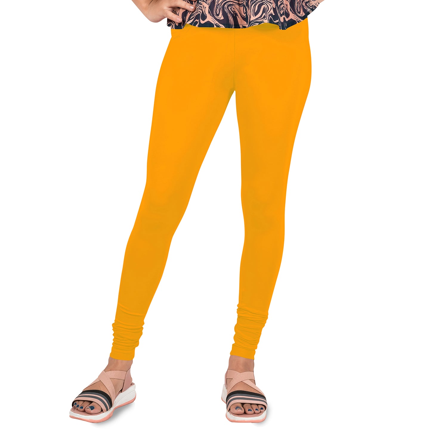 Cotton Lycra  Churidar Length Gathering Elastic Leggings