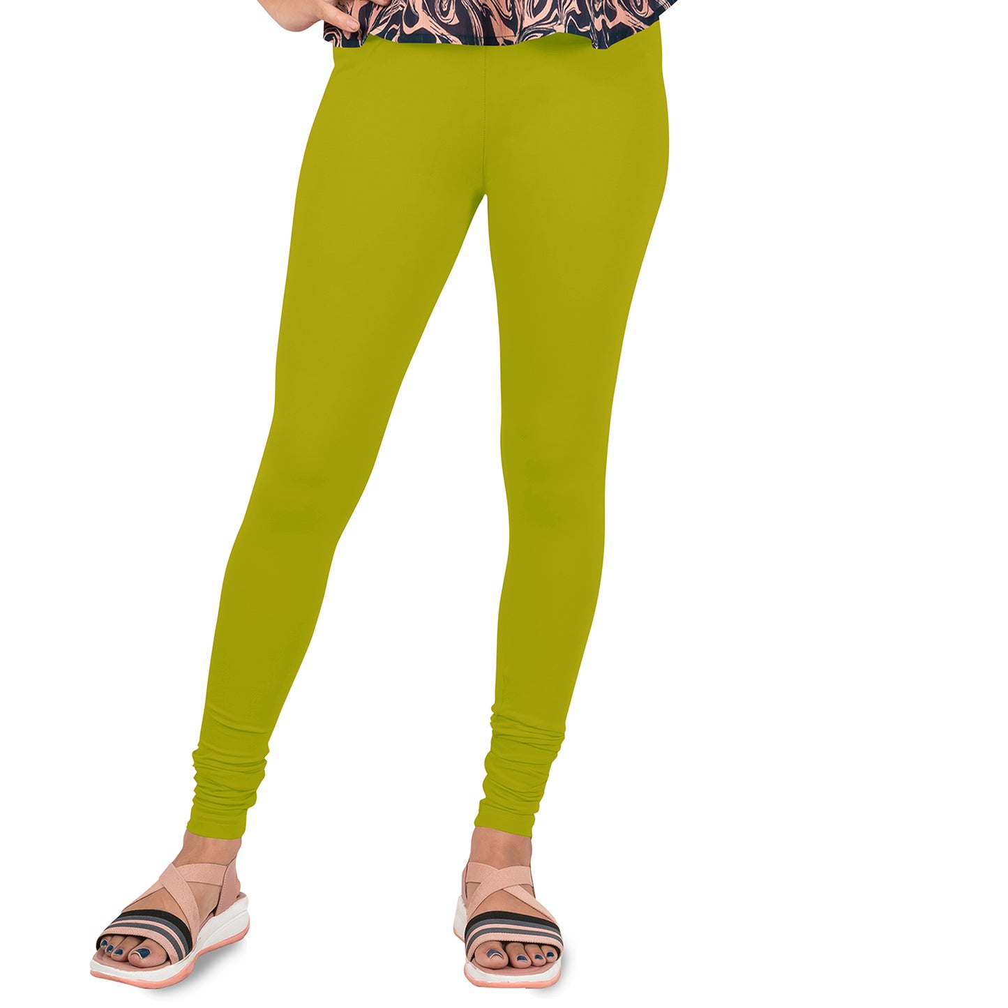 Cotton Lycra  Churidar Length Gathering Elastic Leggings